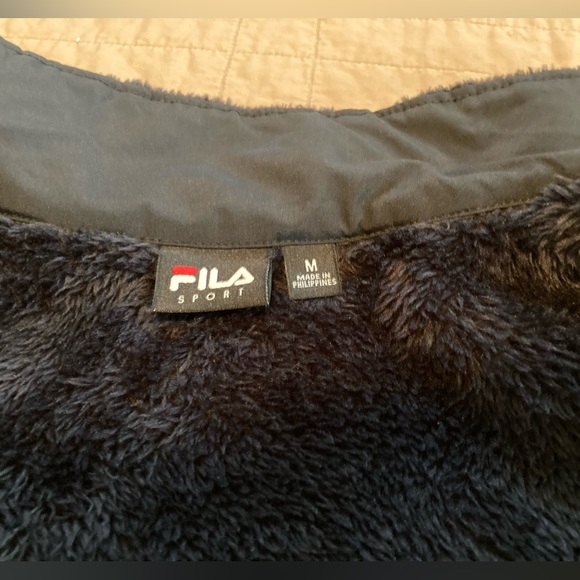 Fila Sport - Black plush jacket with a faux fur inside- Size Medium - Picture 5 of 10